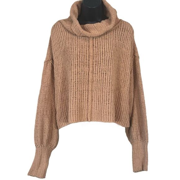 Free People Be Yours Cowl Neck Sweater Camel - Picture 1 of 12